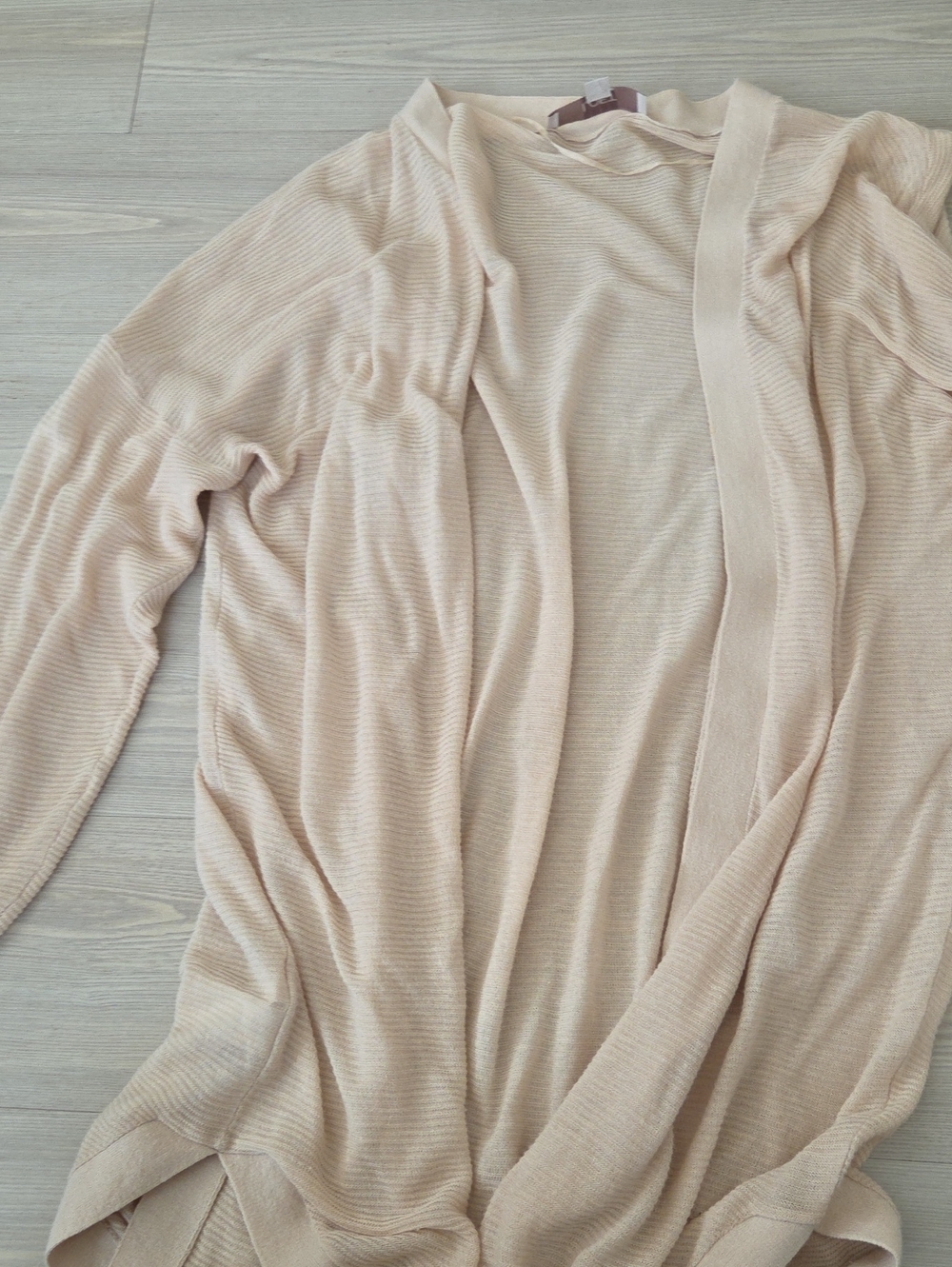 LOFT Light Taupe Open-Front Cardigan
